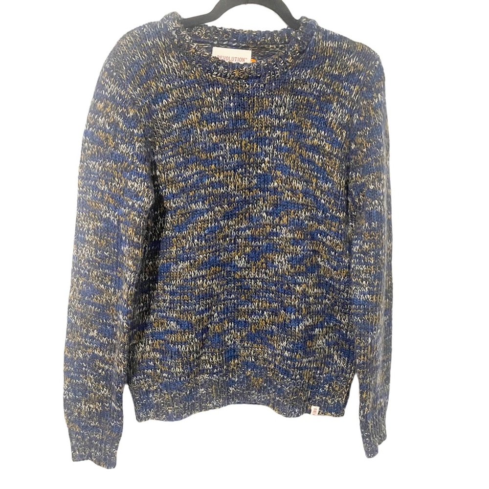 Revolution Mens Size Medium Multi Colored Knit Crewneck‎ Pullover Sweater Wool